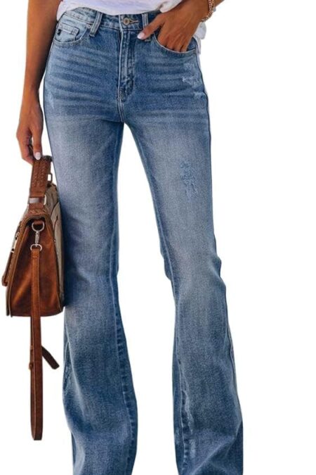 Women's High Waisted Flare Stretch Boyfriend Bootcut Casual Denim Jeans