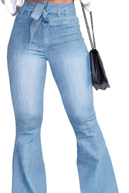 Women's High Waisted Bell Bottom Flare Stretch Wide Leg Jeans