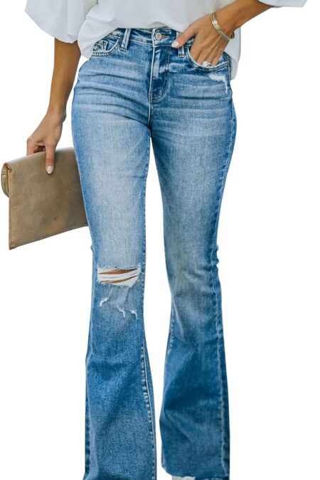 Women's High Waisted Wide Leg Flare Bell Bottom Stretchy Bootcut Jeans