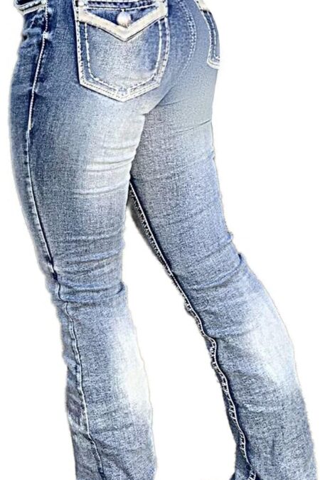 Women's Mid Rise Bootcut Butt Lifting Tummy Control Stretch Jeans